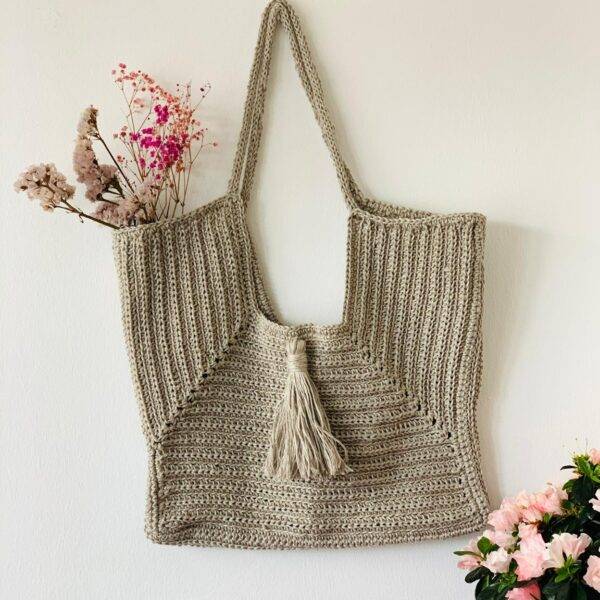 Bolsa cuadro de lana natural